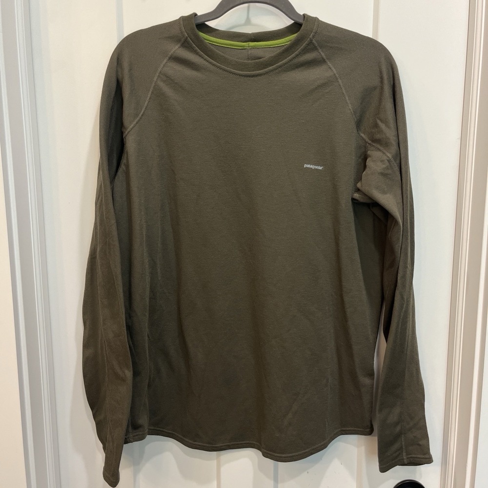 Patagonia Capilene Midweight Crew Mens Large Olive Green Performance Baselayer